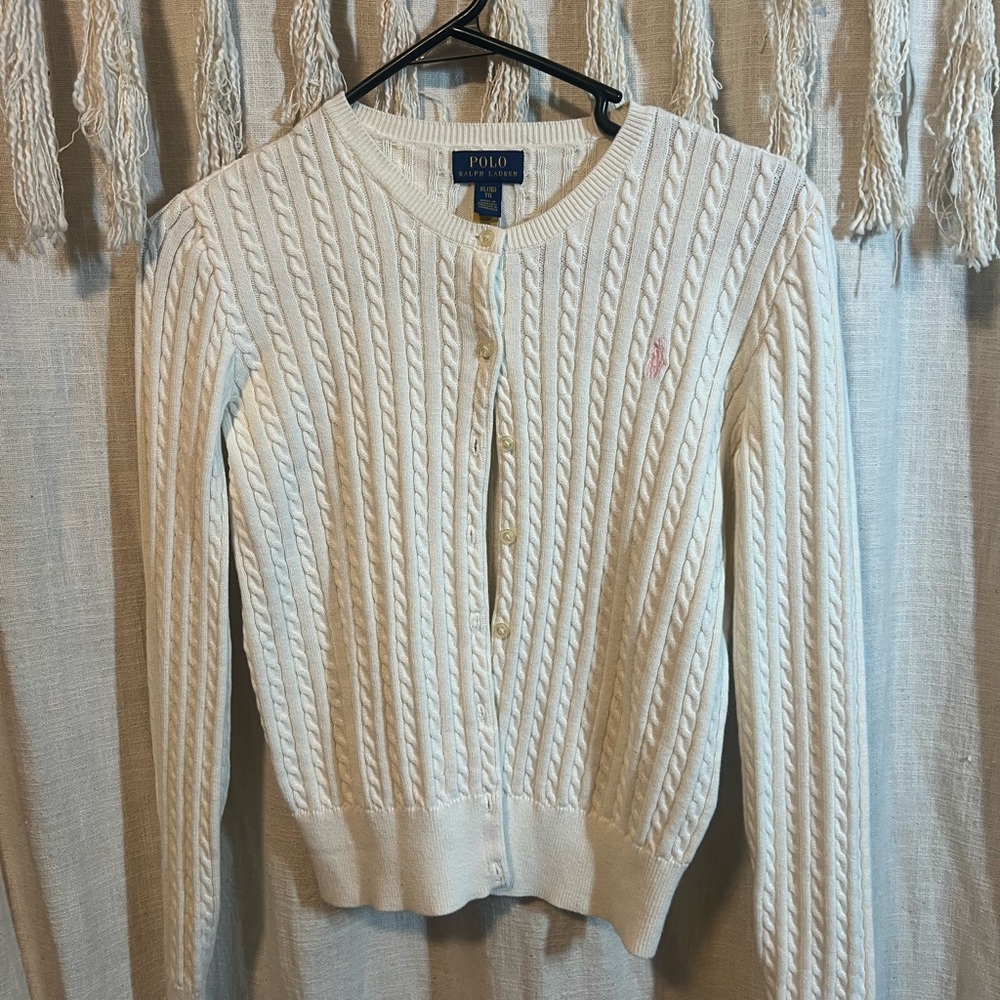 Polo by Ralph Lauren Cream Cable Knit Cardigan
